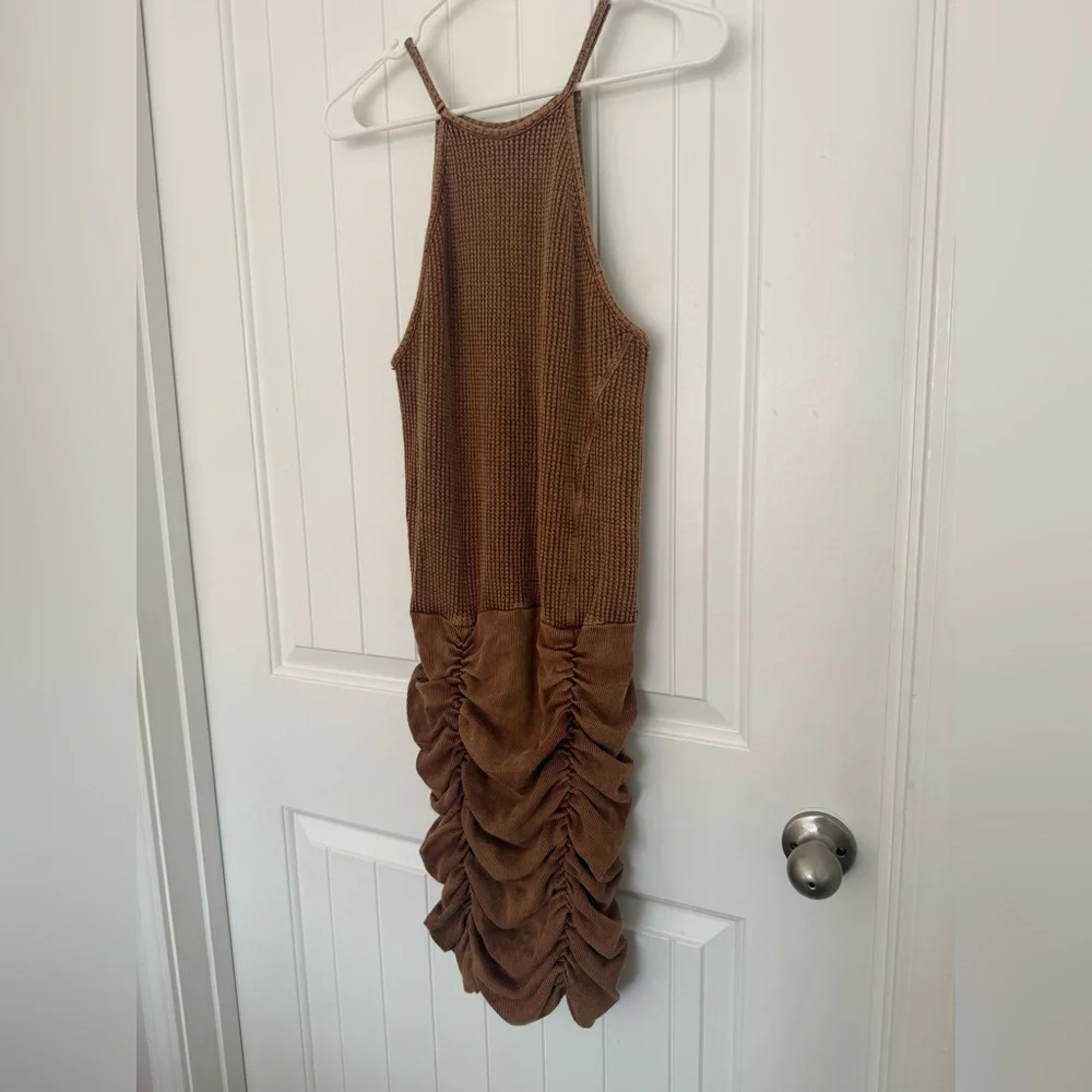 Free People Brown Sleeveless Ruched Dress - Picture 2 of 3